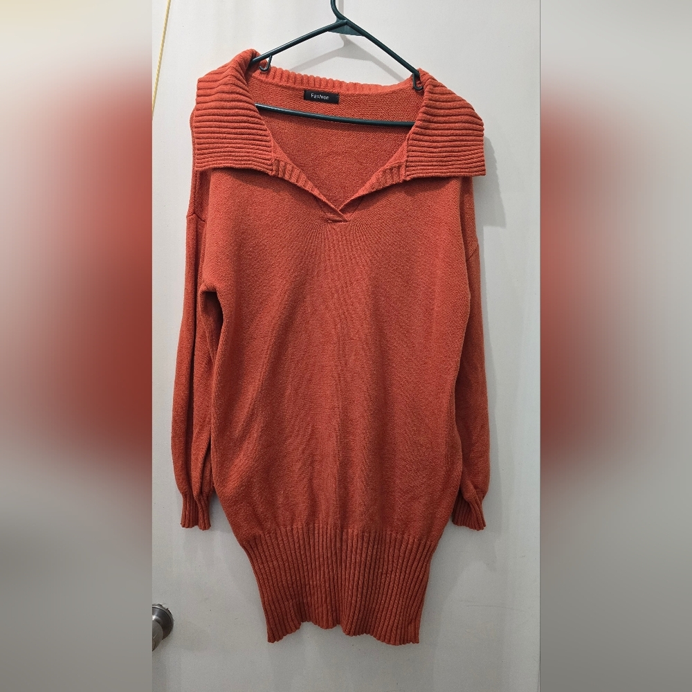 Women's Cozy Sweater Dress in Rust
